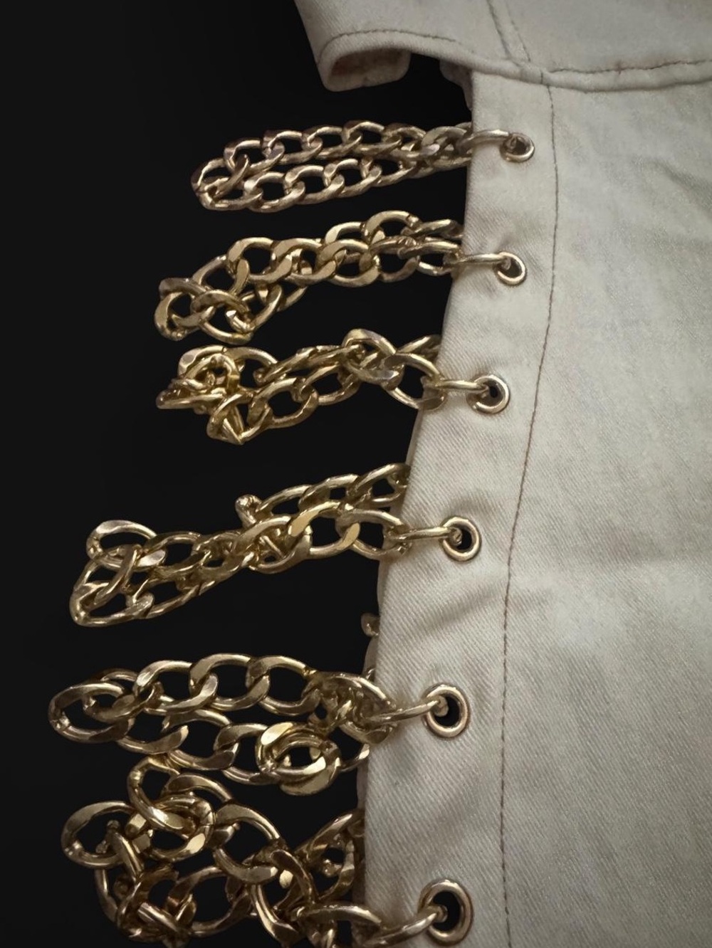 AKIRA Cream Midi Dress with Gold Chain Trim - Picture 4 of 5